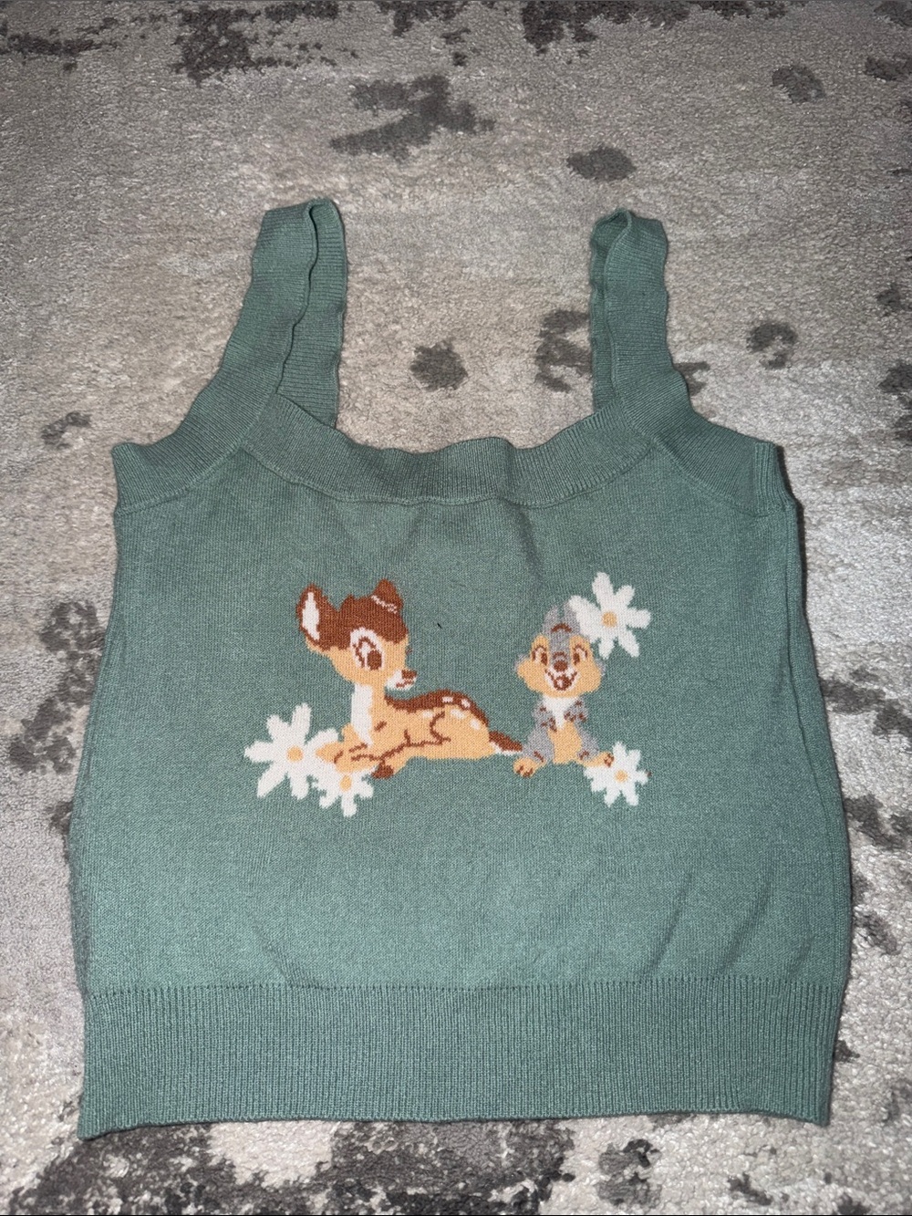 Disney Her Universe Green Knit Bambi & Flower Tank Top